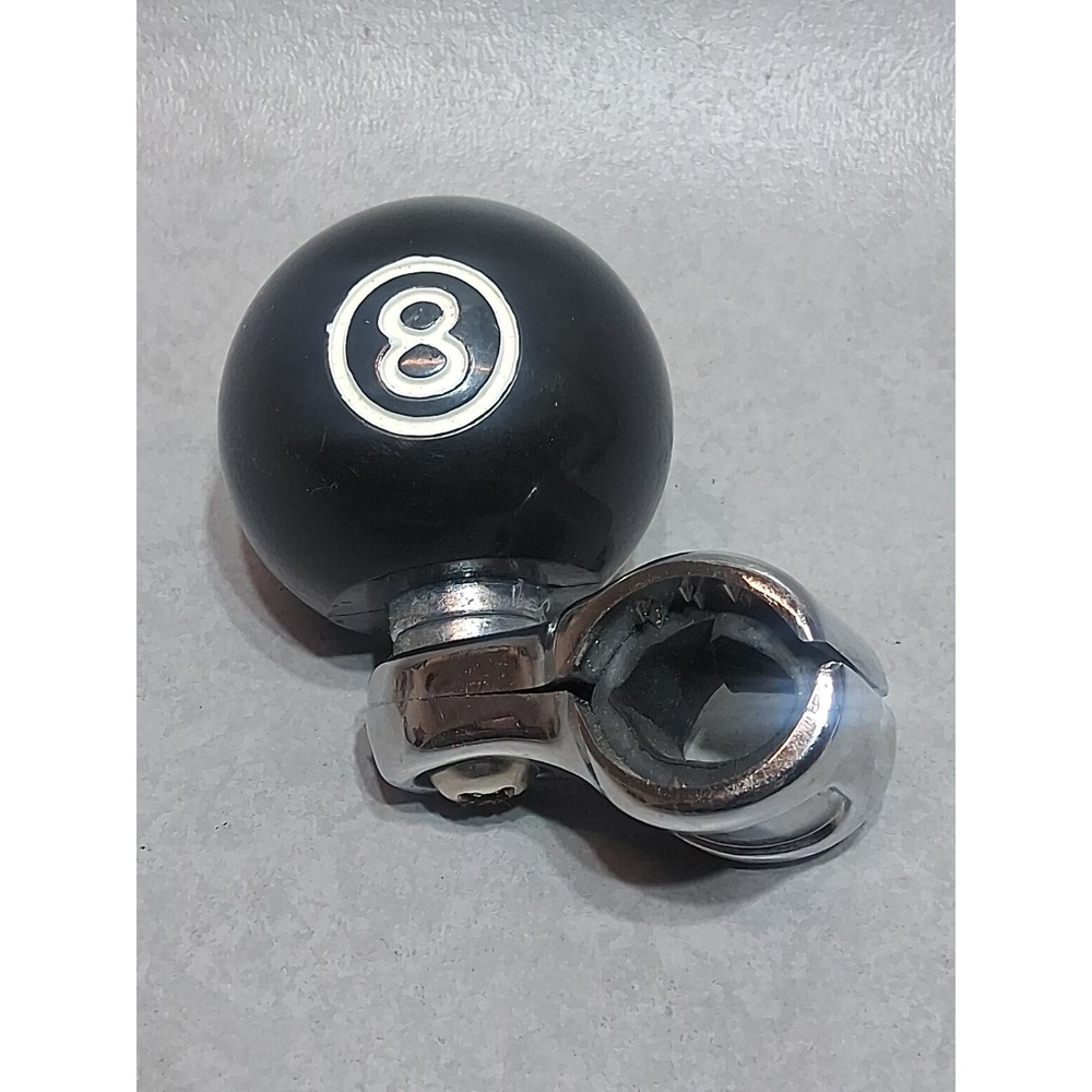 Vint Black 8 Ball Pool Steering Wheel Knob Brodie Spinner Suicide Chrome Hot Rod